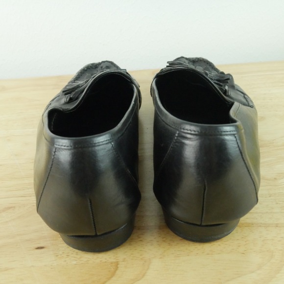 Cole Haan Mens 12 Black Leather Kiltie Tassel Loafers Vintage Italy Old Money